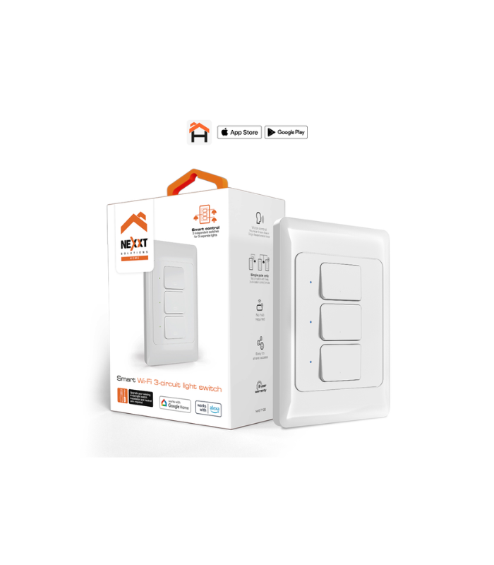Nexxt Solutions NHE-T100 - Interruptor de 3 circuitos inteligente con conexión Wi-Fi - Imagen 2
